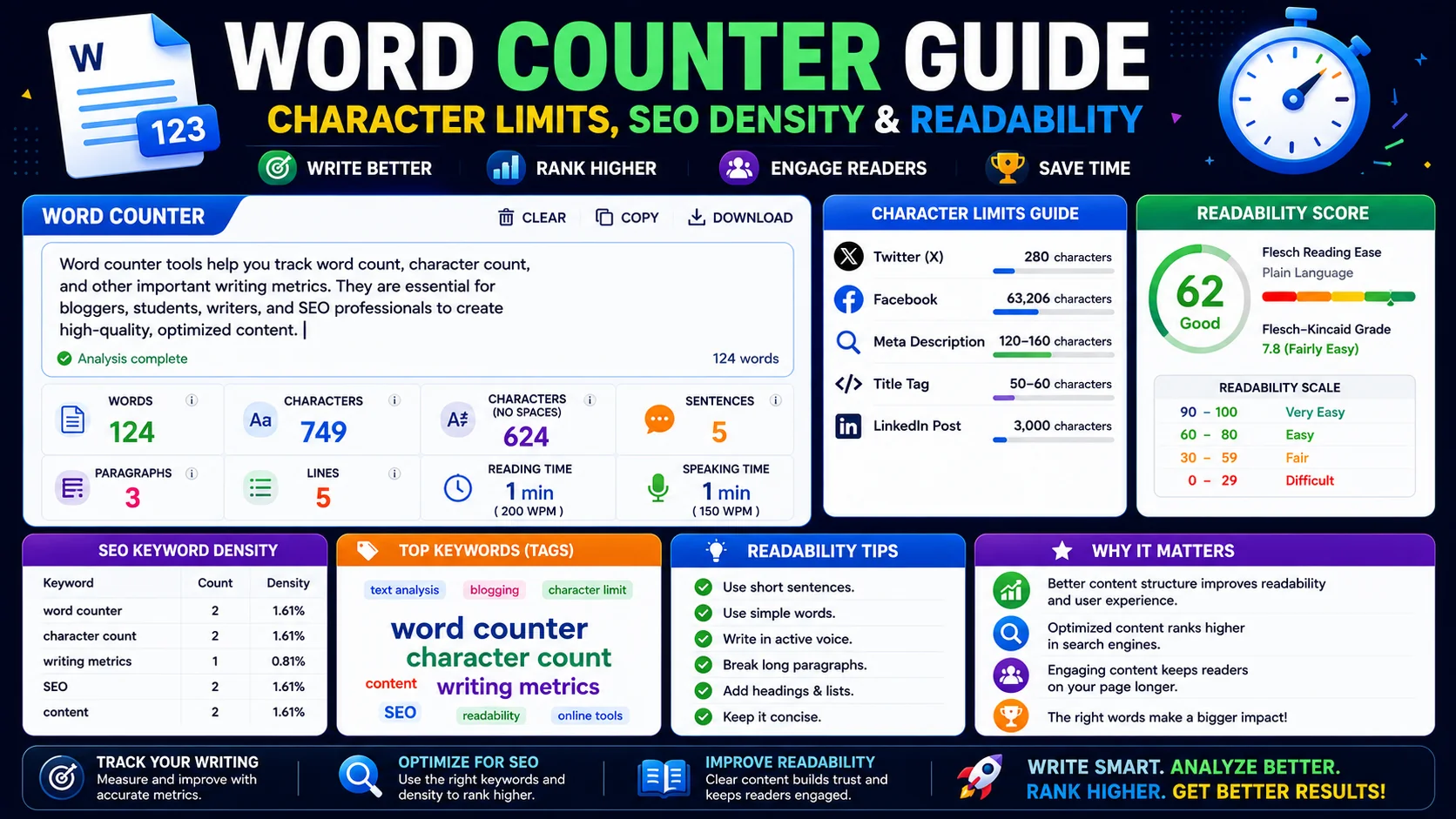 Word Counter Guide: Character Limits, SEO Density & Readability
