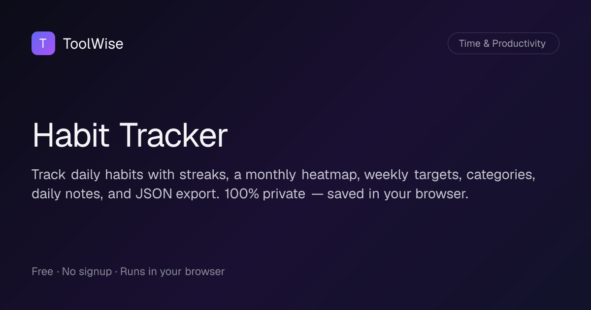 Free Habit Tracker — No Signup, Streaks & Heatmap